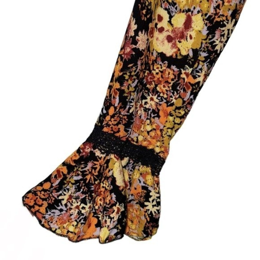 Intimately By Free People Floral Ruffle V-Neck Bodysuit Black Lace XS - Picture 7 of 8